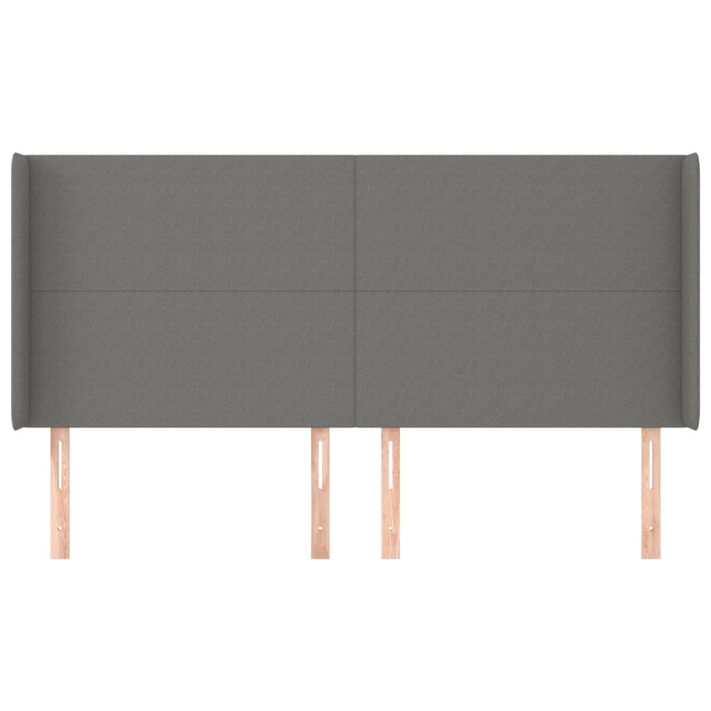 sengegavl med kanter 203x16x118/128 cm stof mørkegrå