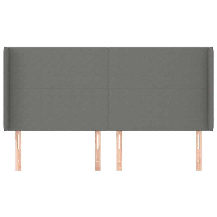 sengegavl med kanter 203x16x118/128 cm stof mørkegrå