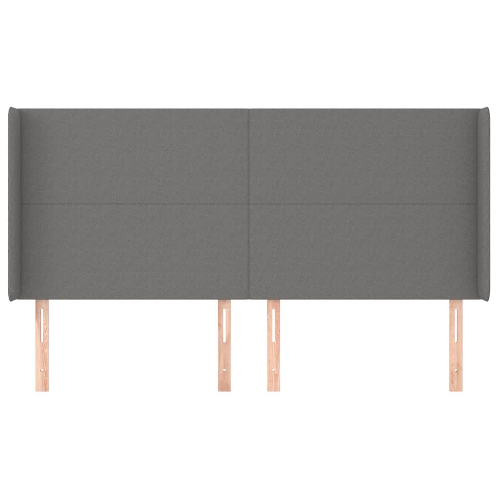 sengegavl med kanter 203x16x118/128 cm stof mørkegrå