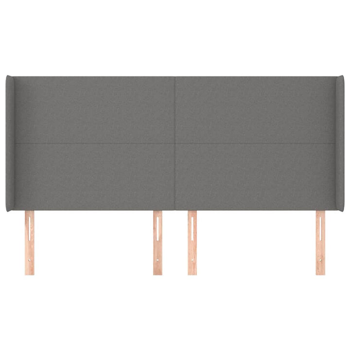 sengegavl med kanter 203x16x118/128 cm stof mørkegrå