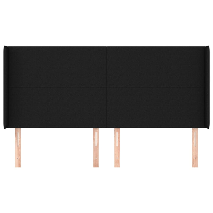 sengegavl med kanter 203x16x118/128 cm stof sort