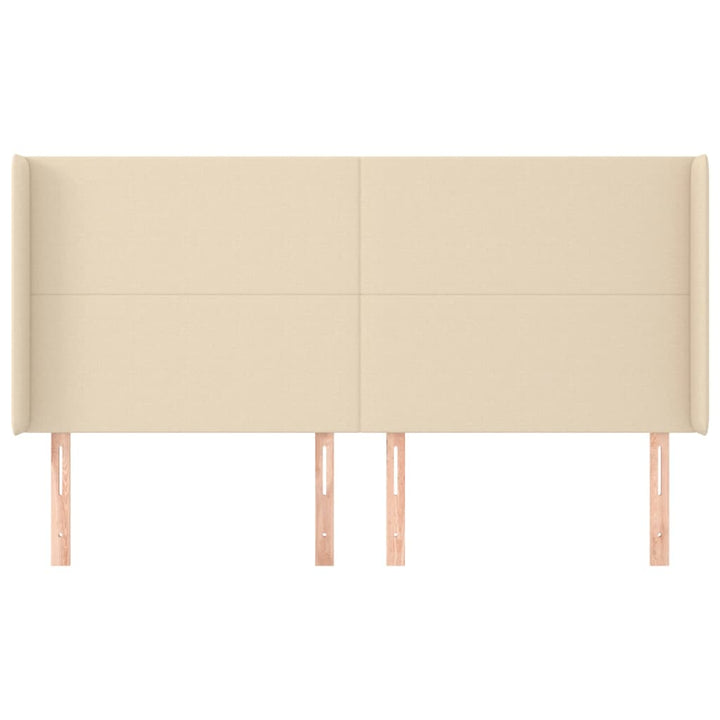 sengegavl med kanter 203x16x118/128 cm stof cremefarvet