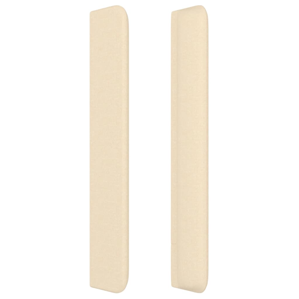 sengegavl med kanter 203x16x118/128 cm stof cremefarvet