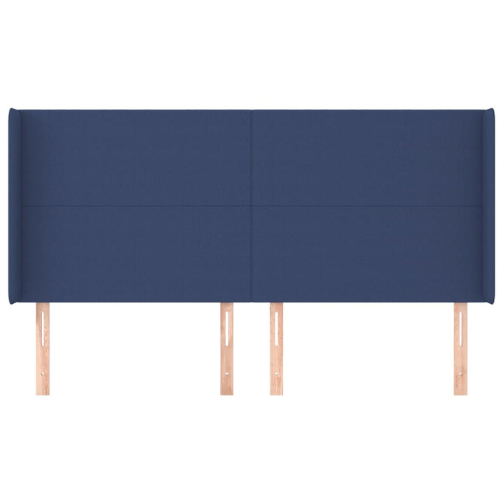 sengegavl med kanter 203x16x118/128 cm stof blå