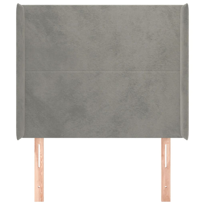 sengegavl med kanter 83x16x118/128 cm fløjl lysegrå