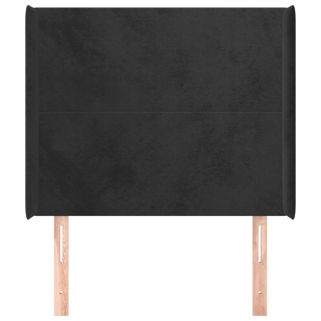 sengegavl med kanter 83x16x118/128 cm fløjl sort