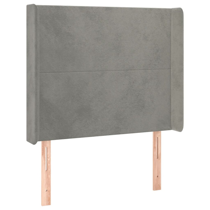 sengegavl med kanter 93x16x118/128 cm fløjl lysegrå