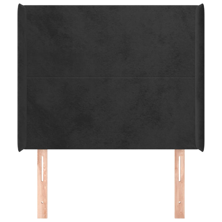 sengegavl med kanter 93x16x118/128 cm fløjl sort