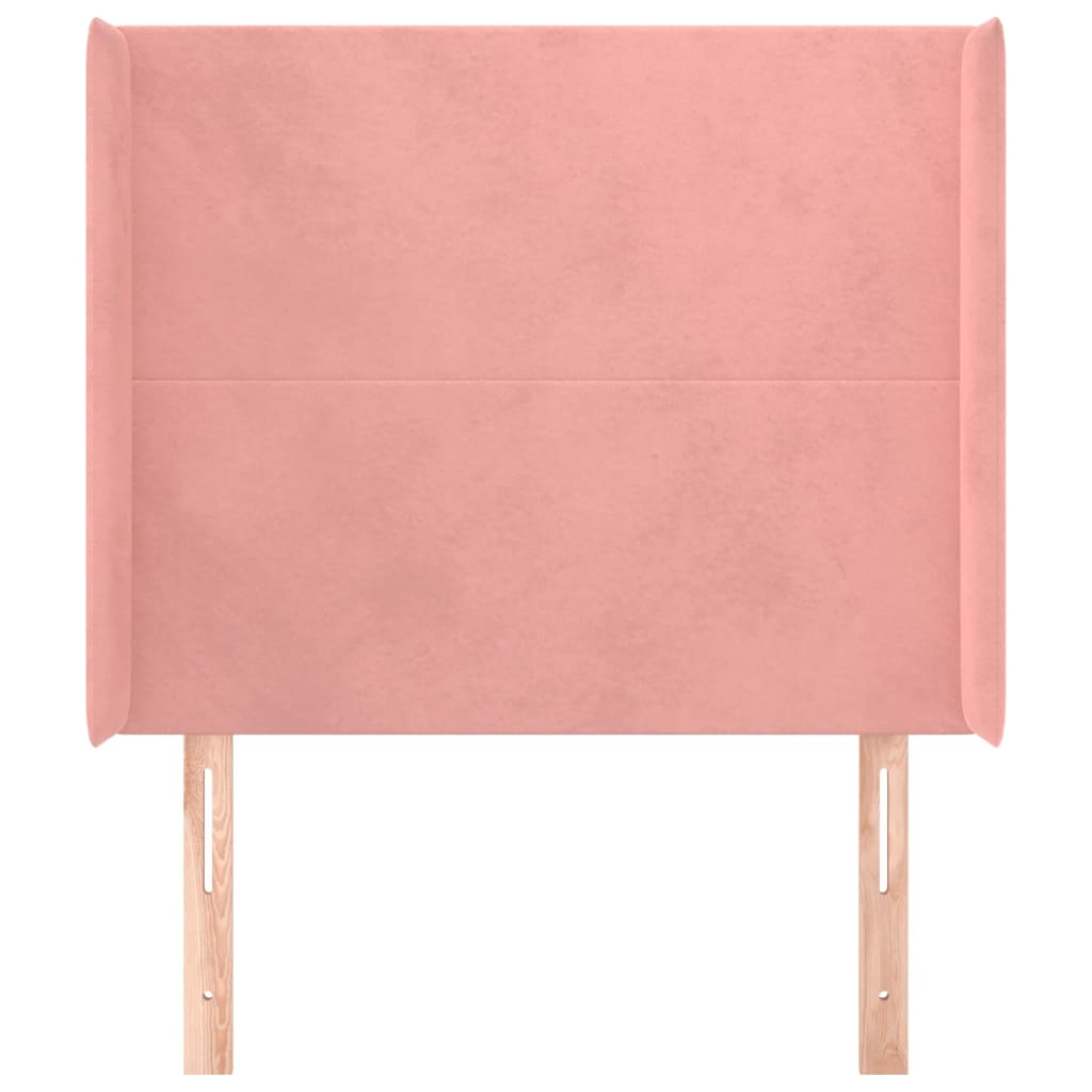 sengegavl med kanter 93x16x118/128 cm fløjl lyserød