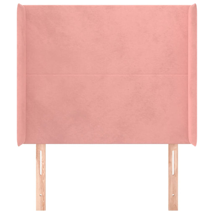 sengegavl med kanter 93x16x118/128 cm fløjl lyserød