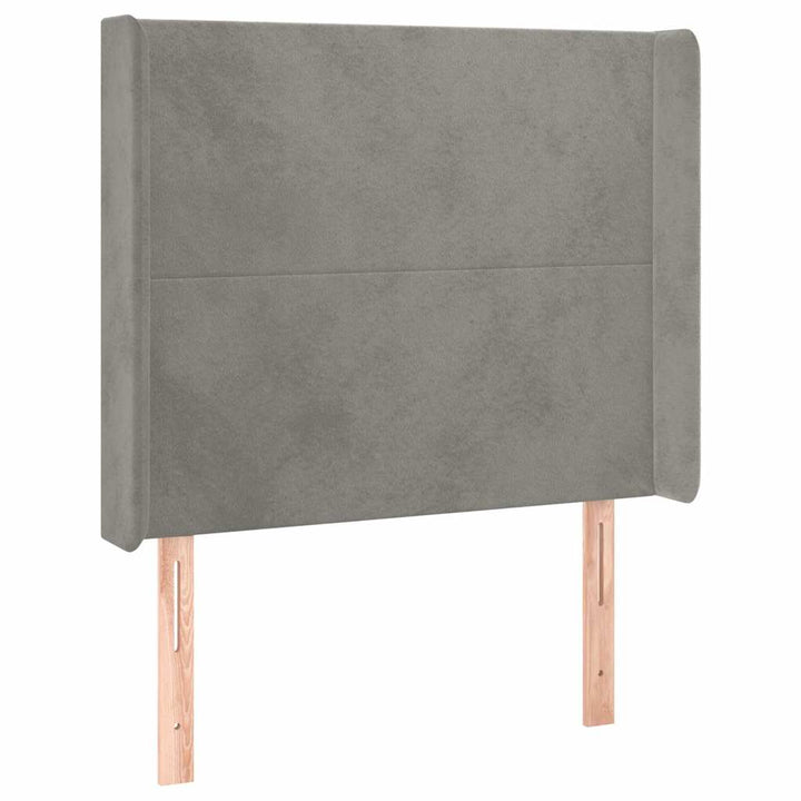 sengegavl med kanter 103x16x118/128 cm fløjl lysegrå