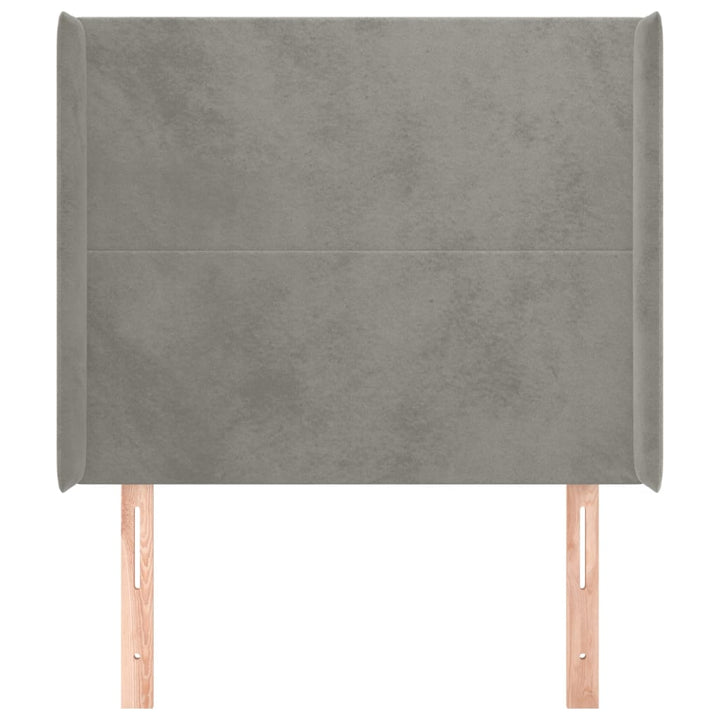 sengegavl med kanter 103x16x118/128 cm fløjl lysegrå