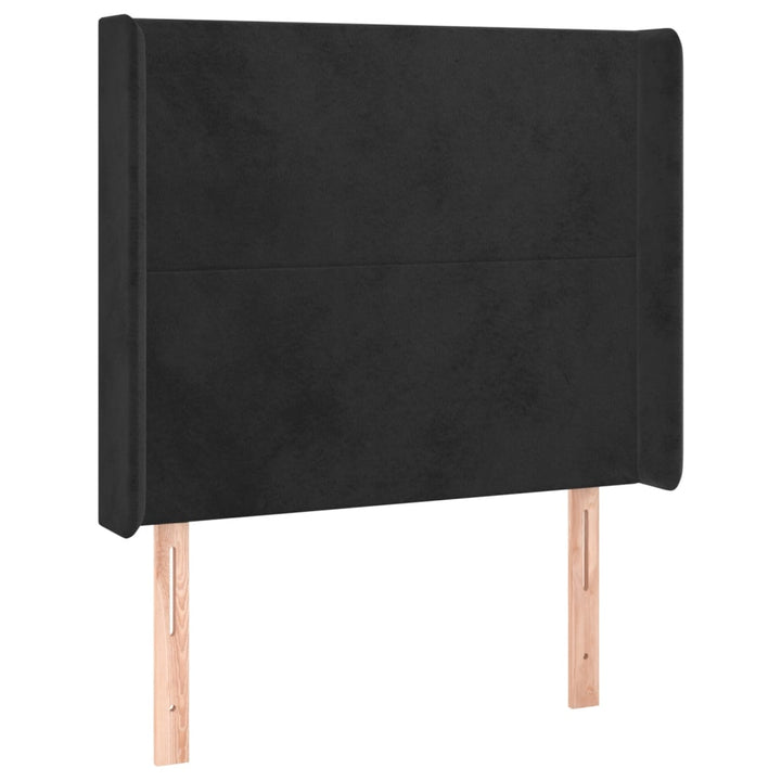 sengegavl med kanter 103x16x118/128 cm fløjl sort