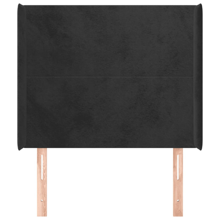 sengegavl med kanter 103x16x118/128 cm fløjl sort