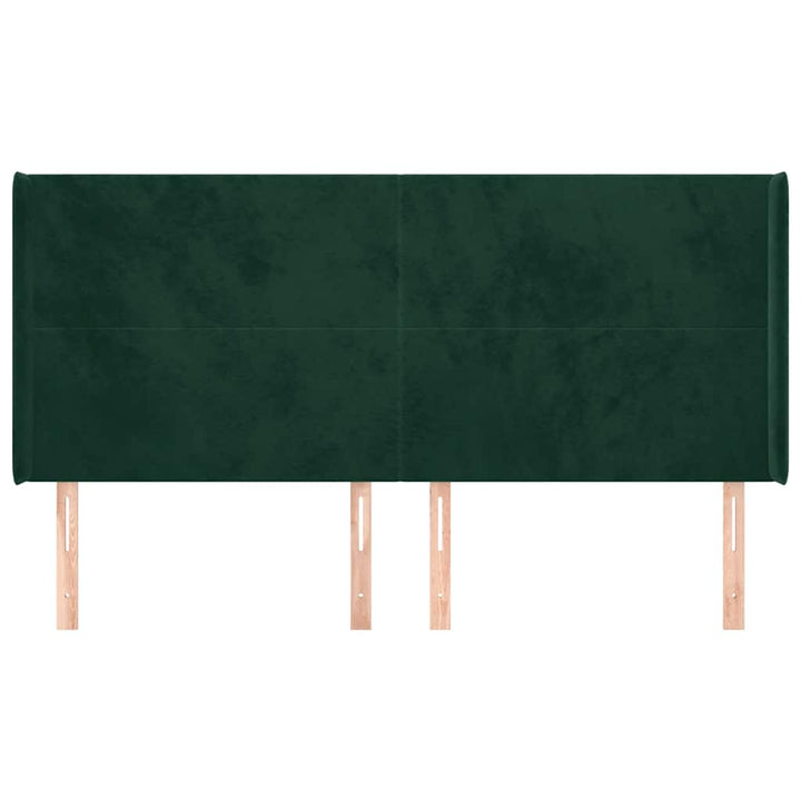 sengegavl med kanter 163x16x118/128 cm fløjl mørkegrøn