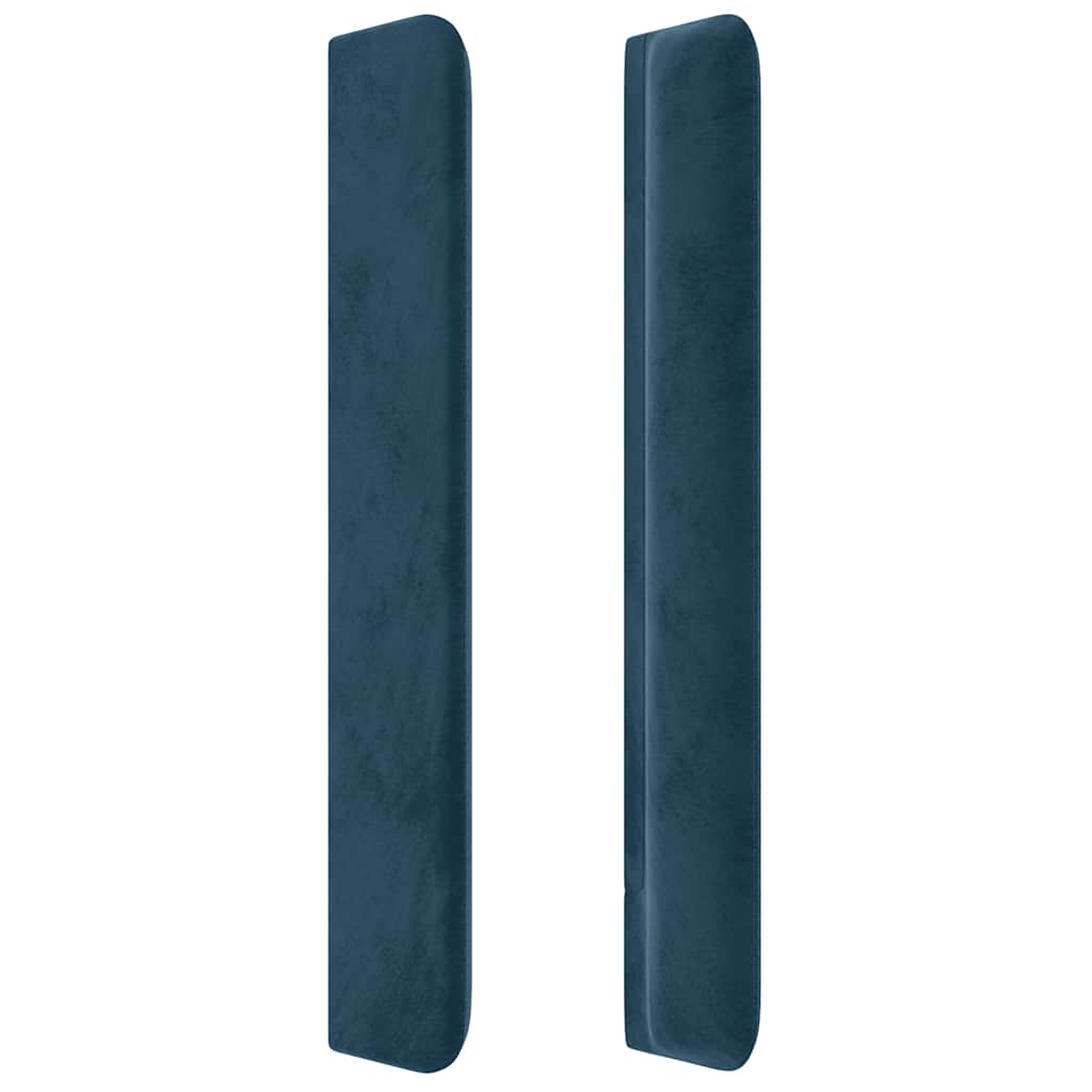 sengegavl med kanter 163x16x118/128 cm fløjl mørkeblå