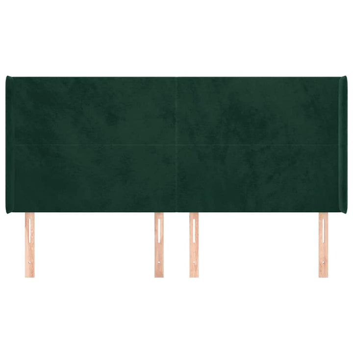 sengegavl med kanter 183x16x118/128 cm fløjl mørkegrøn