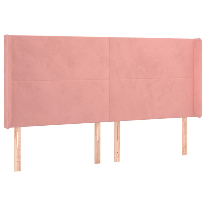 sengegavl med kanter 183x16x118/128 cm fløjl lyserød
