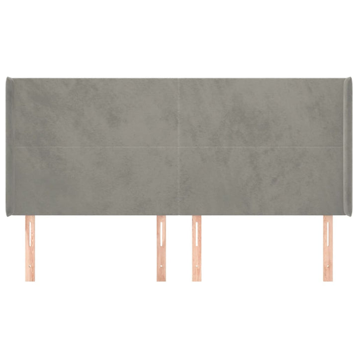 sengegavl med kanter 203x16x118/128 cm fløjl lysegrå