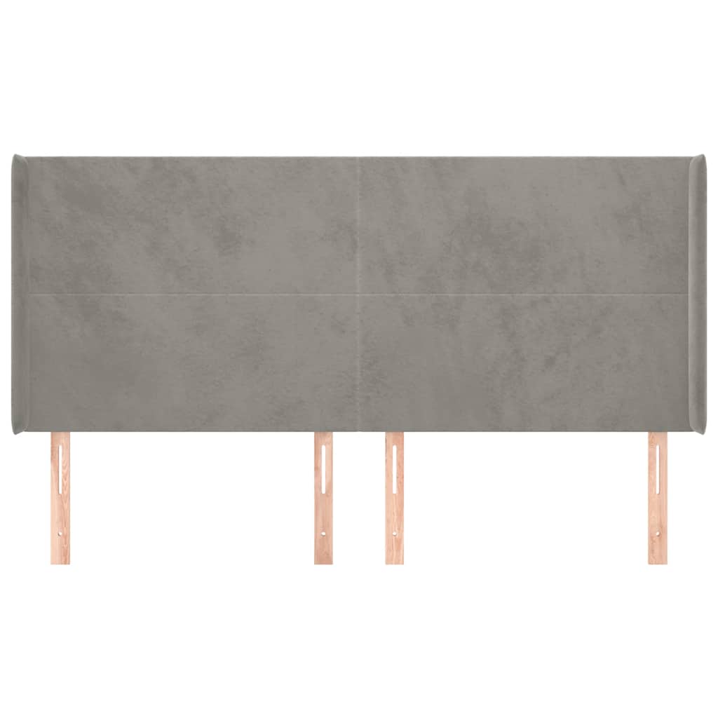 sengegavl med kanter 203x16x118/128 cm fløjl lysegrå
