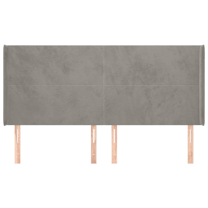 sengegavl med kanter 203x16x118/128 cm fløjl lysegrå