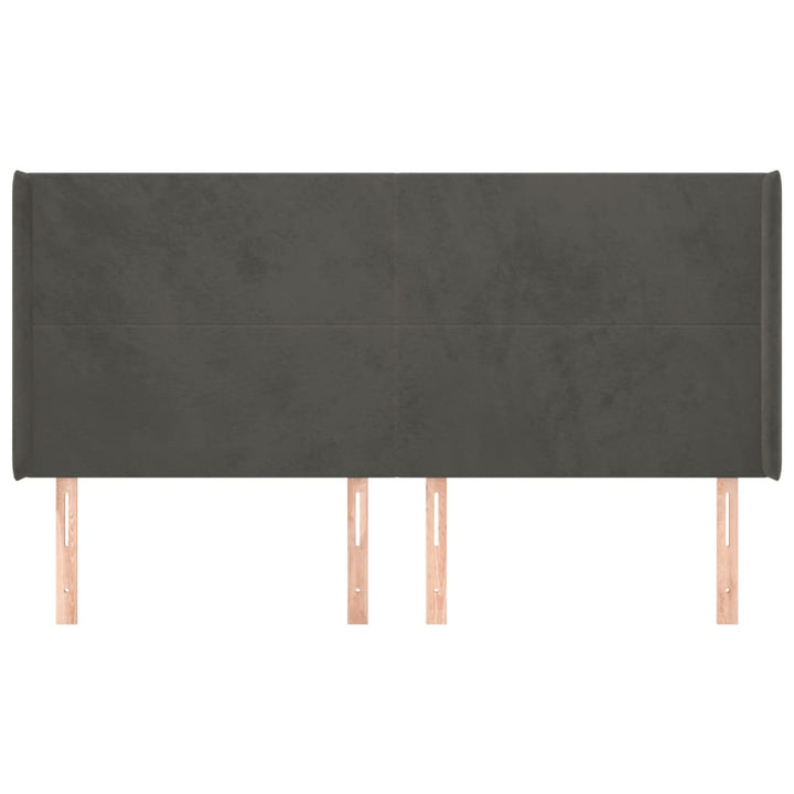 sengegavl med kanter 203x16x118/128 cm fløjl mørkegrå