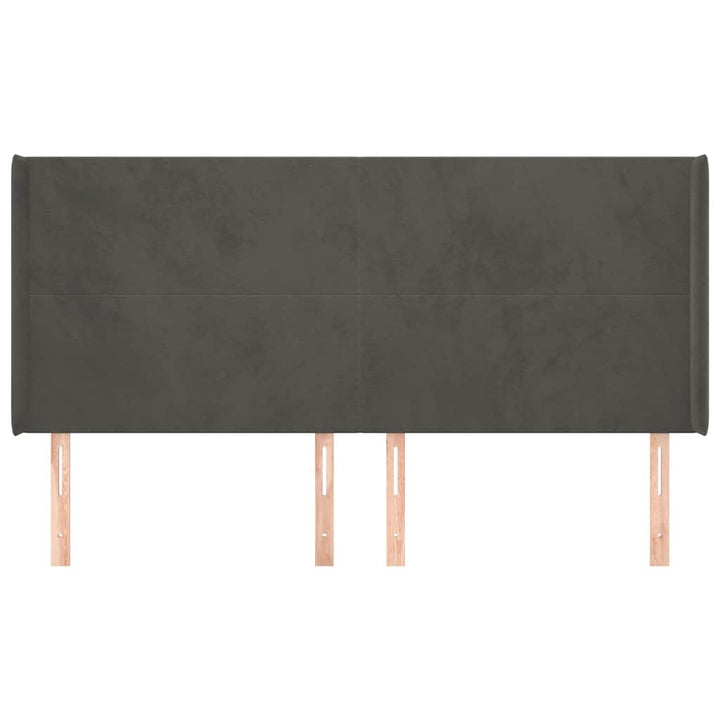 sengegavl med kanter 203x16x118/128 cm fløjl mørkegrå