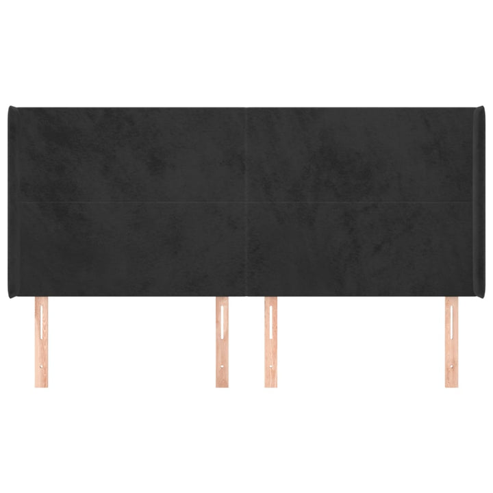 sengegavl med kanter 203x16x118/128 cm fløjl sort