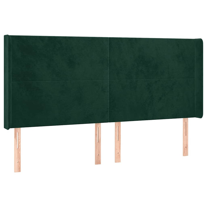 sengegavl med kanter 203x16x118/128 cm fløjl mørkegrøn