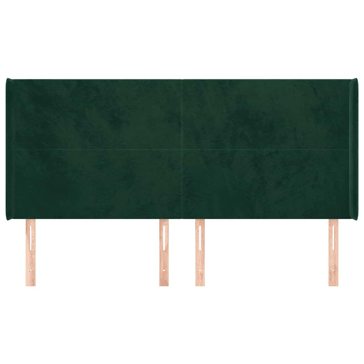 sengegavl med kanter 203x16x118/128 cm fløjl mørkegrøn