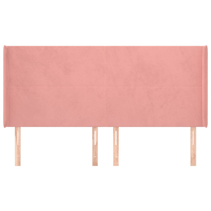 sengegavl med kanter 203x16x118/128 cm fløjl lyserød