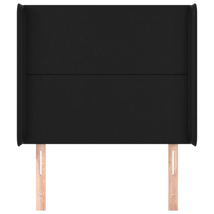 sengegavl med kanter 83x16x118/128 cm kunstlæder sort
