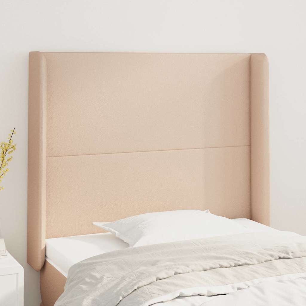 sengegavl med kanter 83x16x118/128 cm kunstlæder cappuccino