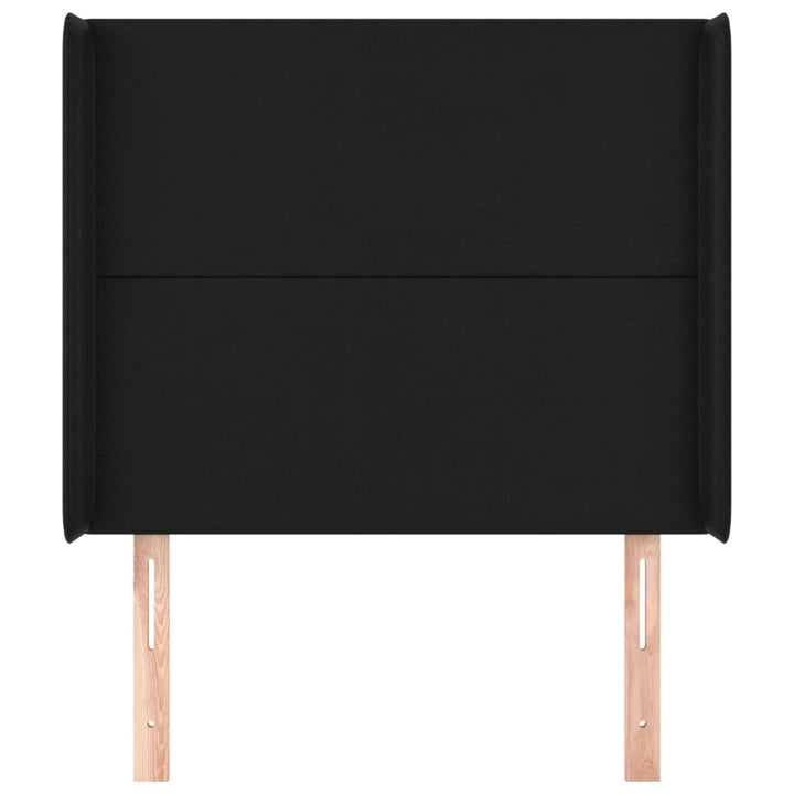 sengegavl med kanter 93x16x118/128 cm kunstlæder sort