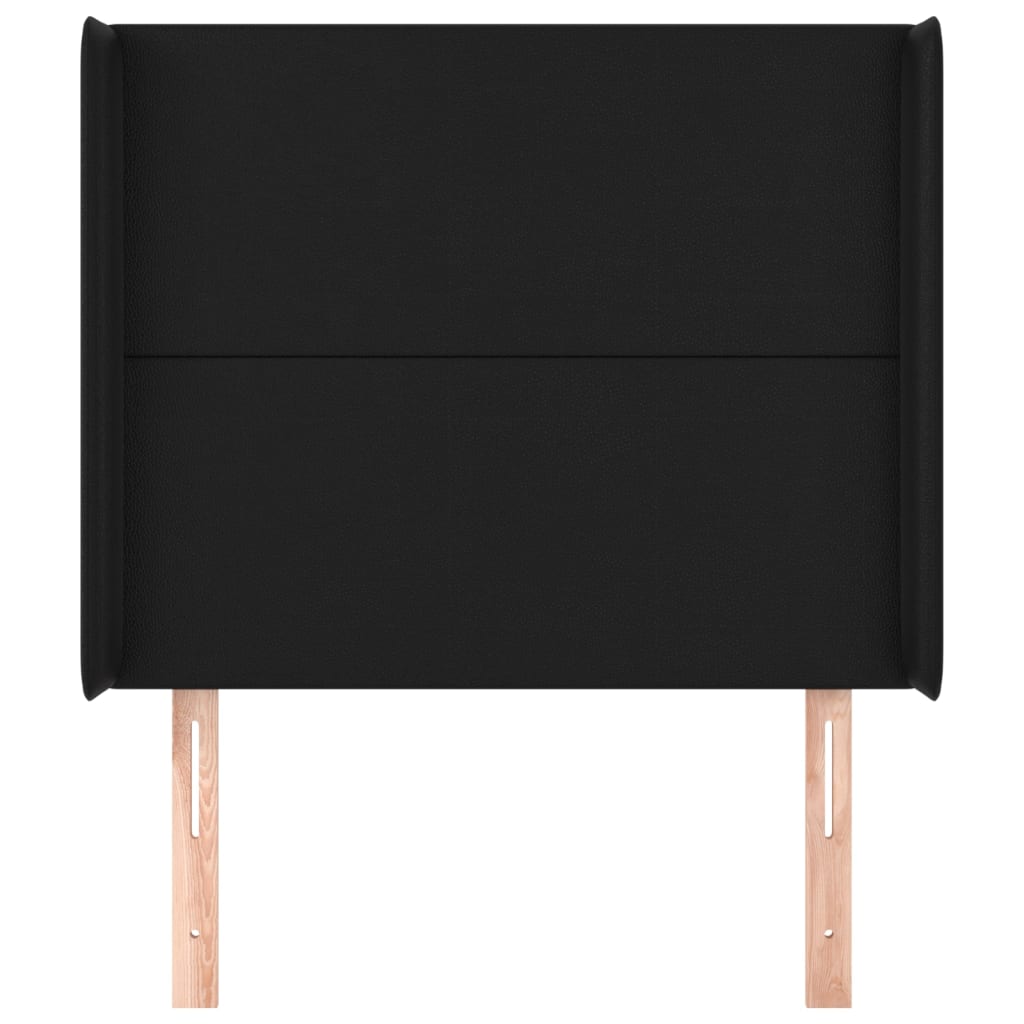 sengegavl med kanter 103x16x118/128 cm kunstlæder sort