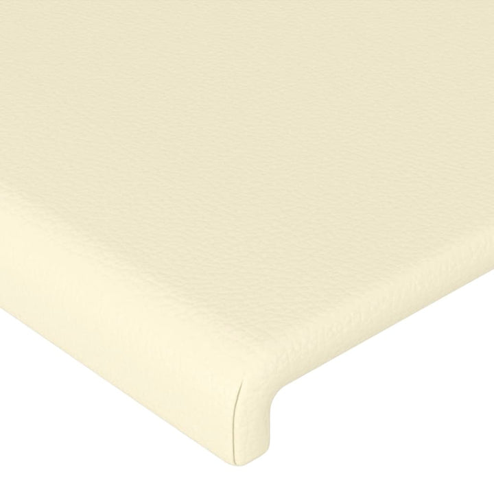 sengegavl med kanter 147x16x118/128 cm kunstlæder cremefarvet