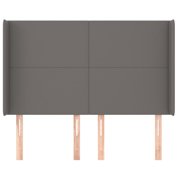 sengegavl med kanter 147x16x118/128 cm kunstlæder grå