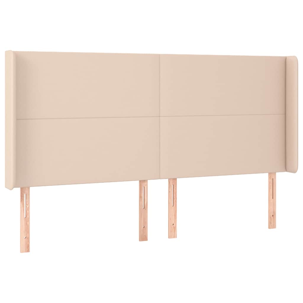sengegavl med kanter 163x16x118/128 cm kunstlæder cappuccino