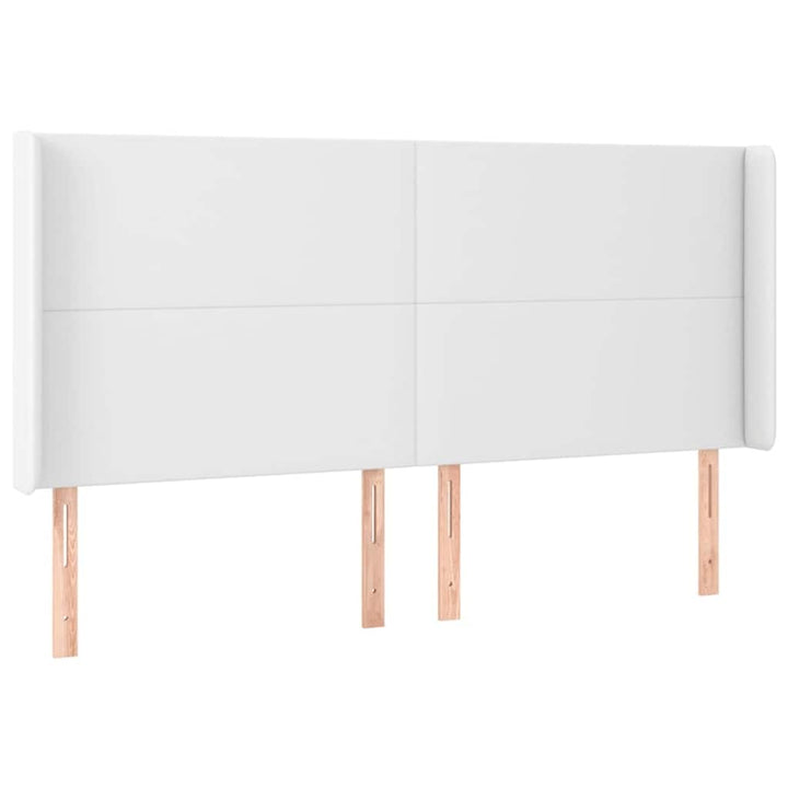 sengegavl med kanter 183x16x118/128 cm kunstlæder hvid