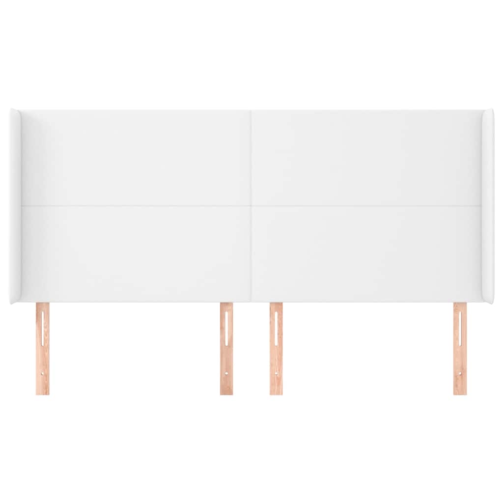 sengegavl med kanter 183x16x118/128 cm kunstlæder hvid