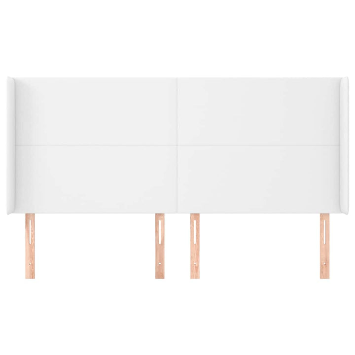 sengegavl med kanter 183x16x118/128 cm kunstlæder hvid