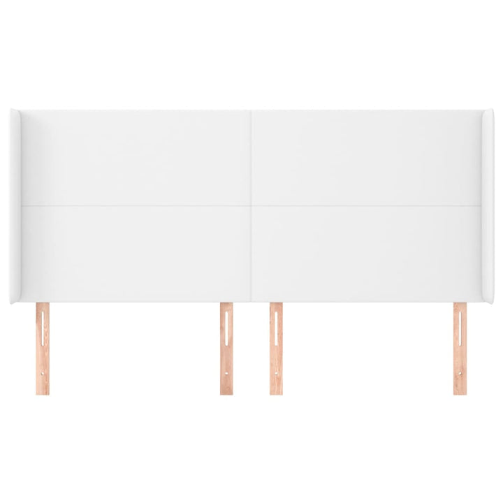 sengegavl med kanter 203x16x118/128 cm kunstlæder hvid