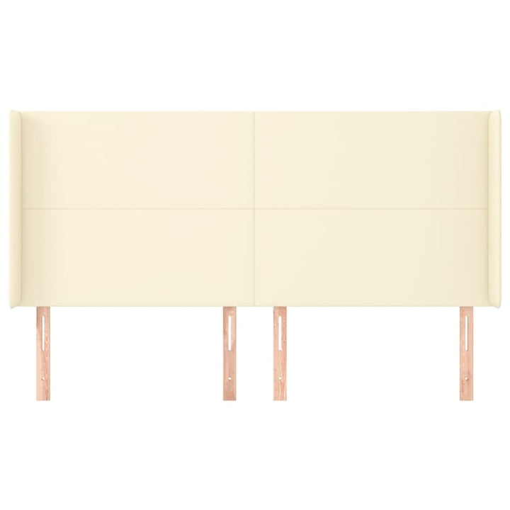 sengegavl med kanter 203x16x118/128 cm kunstlæder cremefarvet