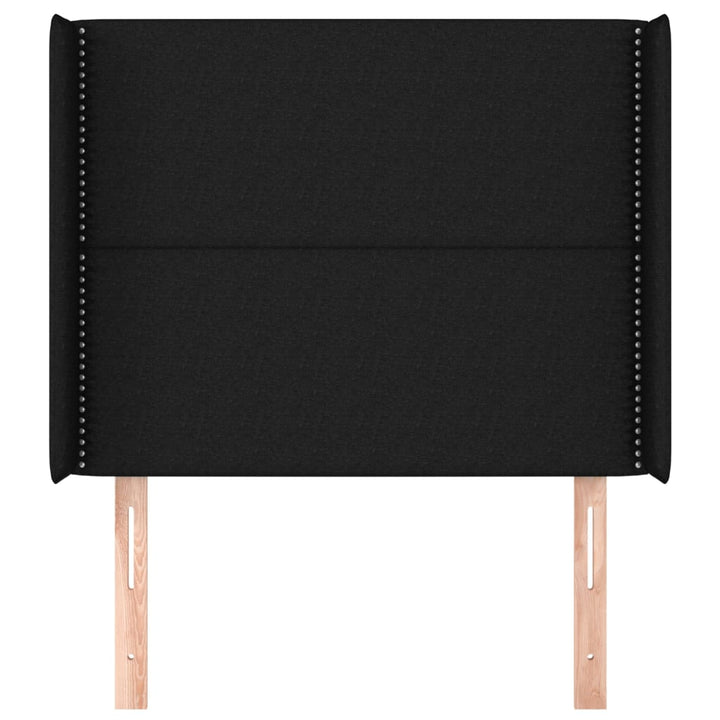 sengegavl med kanter 83x16x118/128 cm stof sort