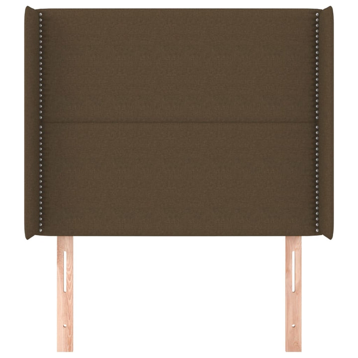 sengegavl med kanter 93x16x118/128 cm stof mørkebrun