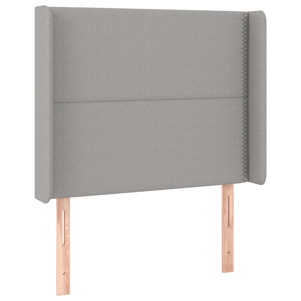 sengegavl med kanter 103x16x118/128 cm stof lysegrå
