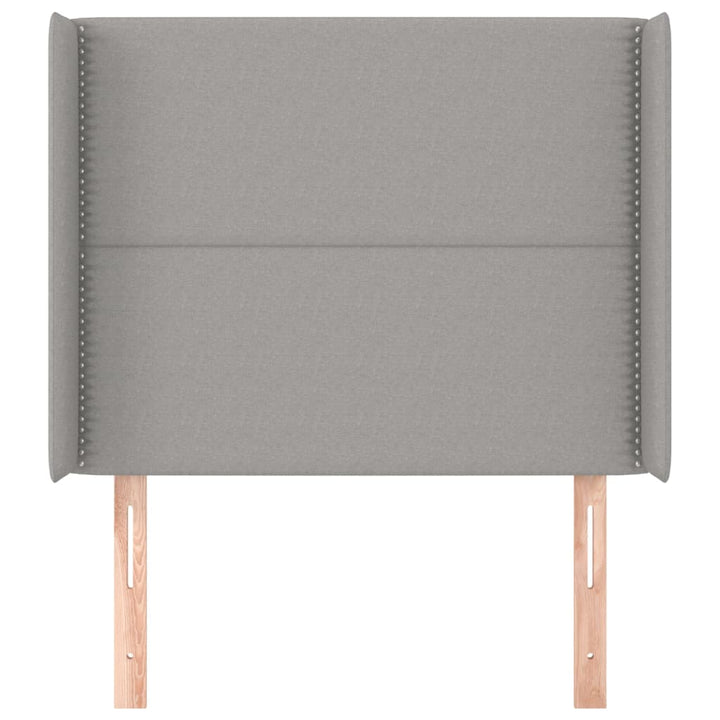 sengegavl med kanter 103x16x118/128 cm stof lysegrå