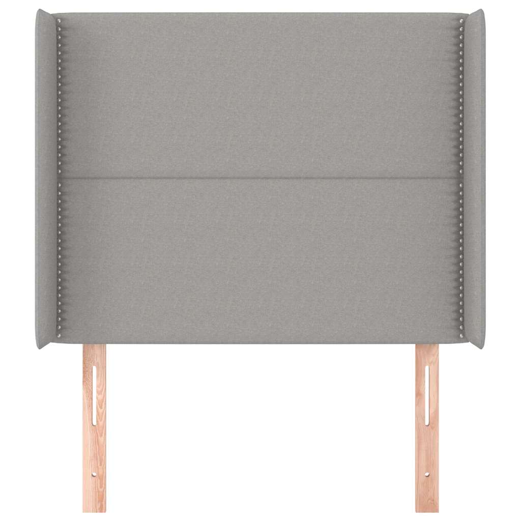 sengegavl med kanter 103x16x118/128 cm stof lysegrå