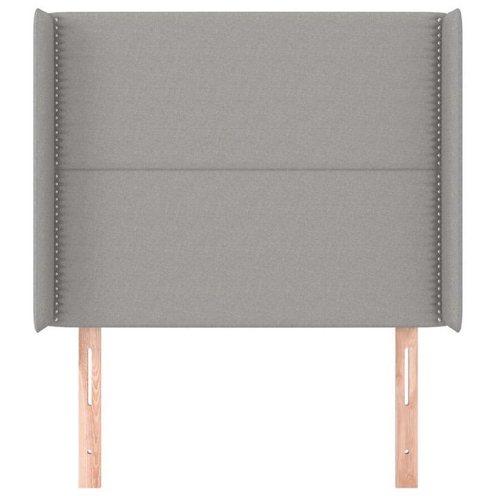 sengegavl med kanter 103x16x118/128 cm stof lysegrå