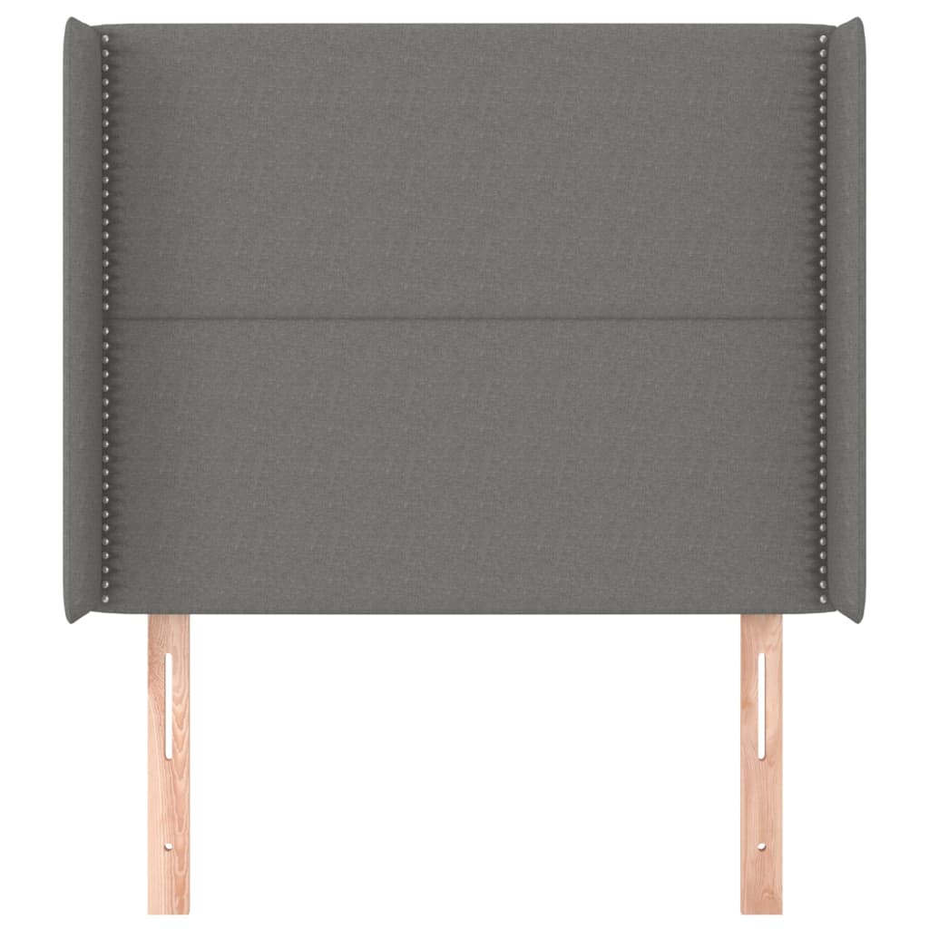 sengegavl med kanter 103x16x118/128 cm stof mørkegrå